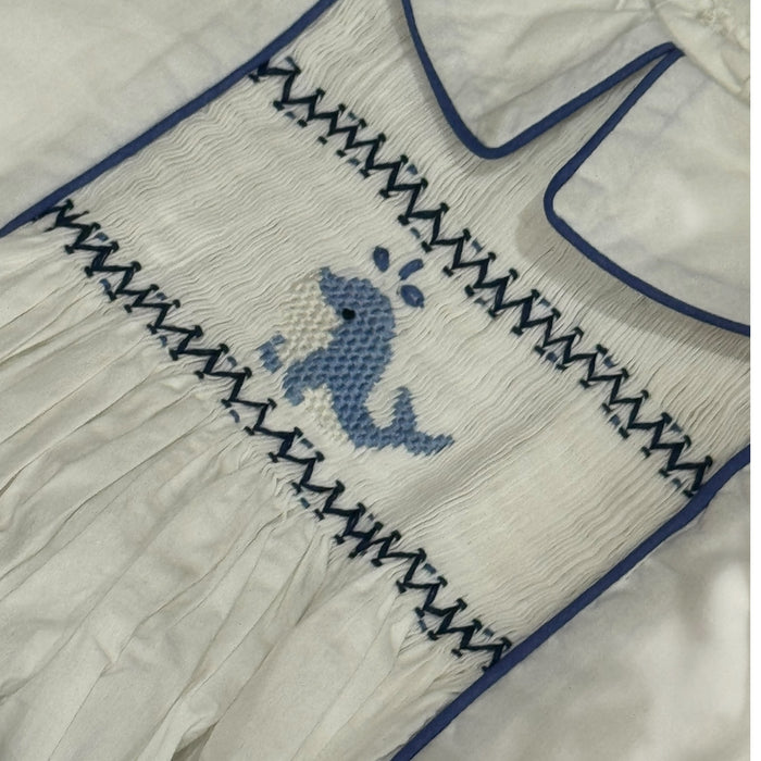 Ocean Gingham Handsmocked Blue 2-Piece Set