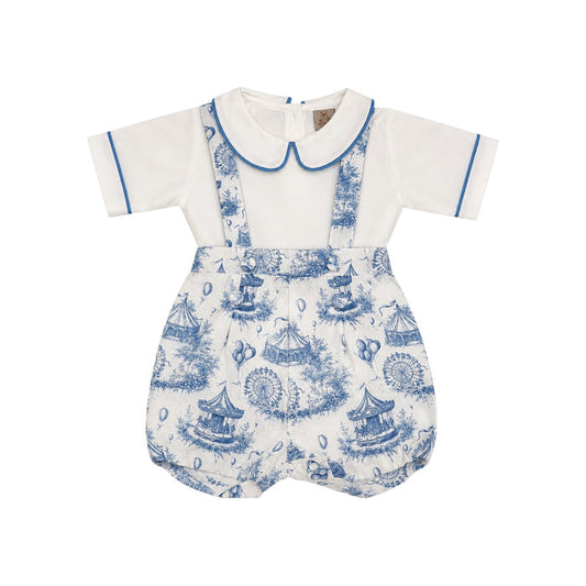 Ollie Blue Circus 2-Piece Romper Set