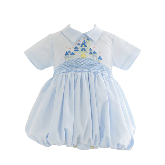 Once Upon a Time Blue Boy Handsmocked Bubble/Romper