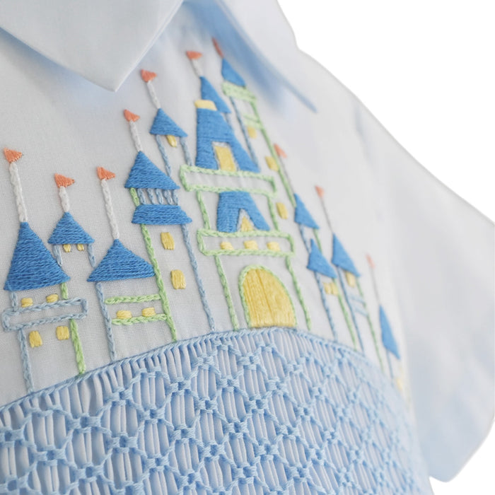 Once Upon a Time Blue Boy Handsmocked Bubble/Romper