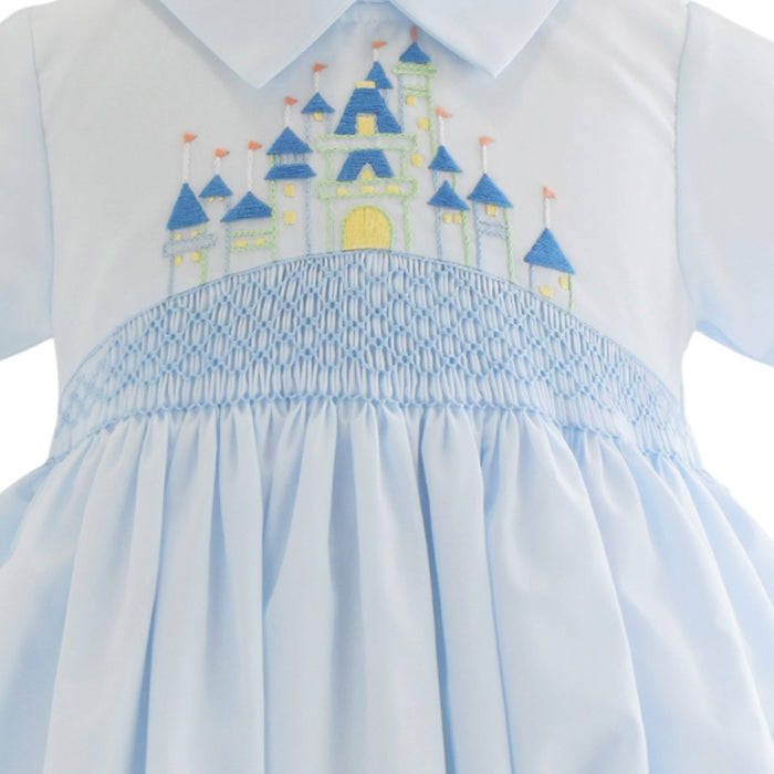 Once Upon a Time Blue Boy Handsmocked Bubble/Romper