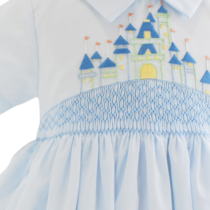 Once Upon a Time Blue Boy Handsmocked Bubble/Romper