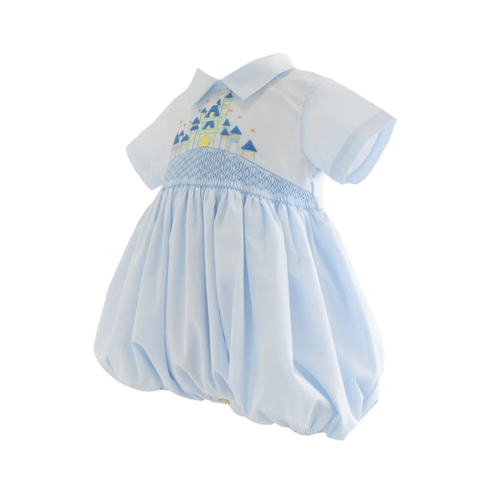 Once Upon a Time Blue Boy Handsmocked Bubble/Romper