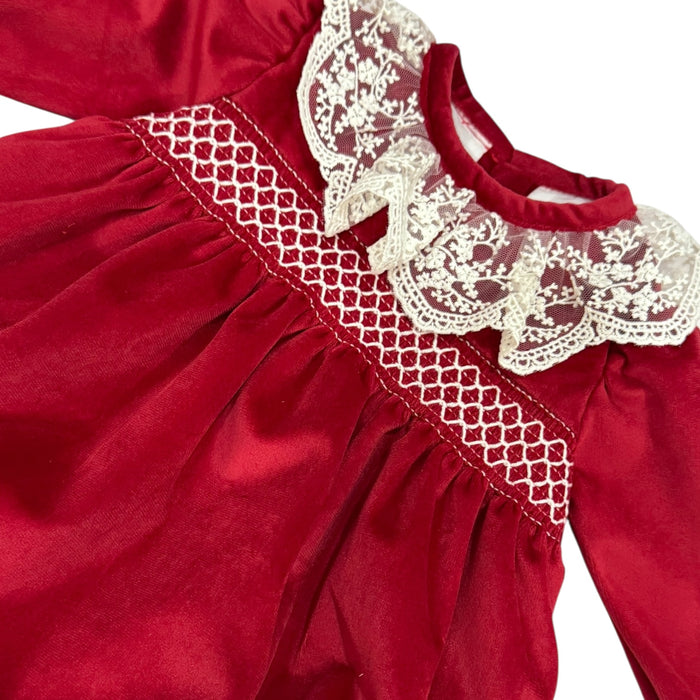 Ophelia Red Lace Velvet Romper