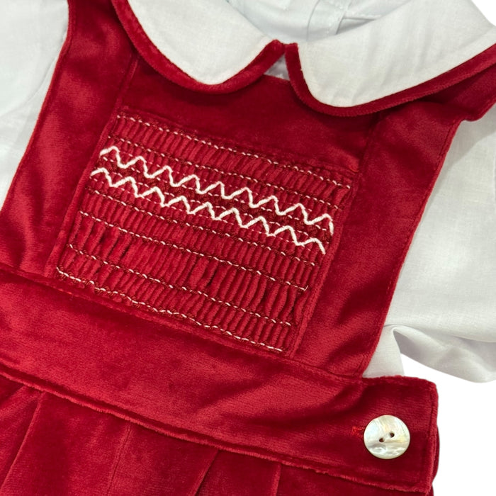 Ophelia Red Velvet Baby Boy 2-Piece Romper Set