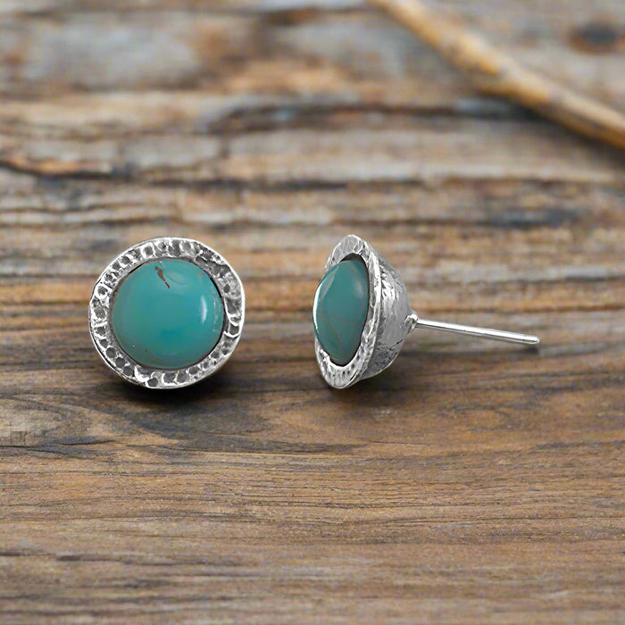 oxidized turquoise stud earrings