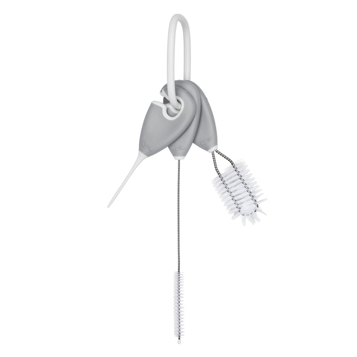 Gray and white bottle brush set from Oxo Tot Easy Cups for your baby feeding needs