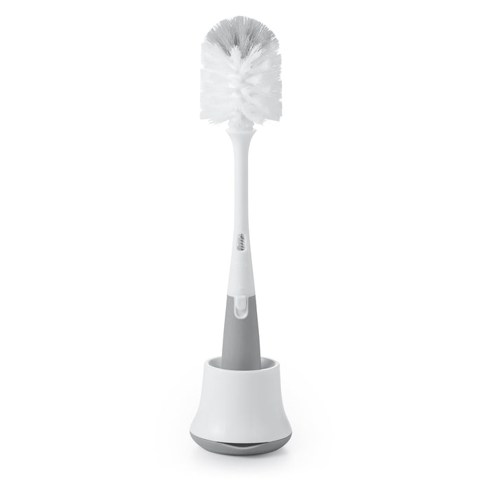 Toilet brush with holder from Oxo Tot Bottle & Cup Cleaning Set in Grey showing cleaning essentials