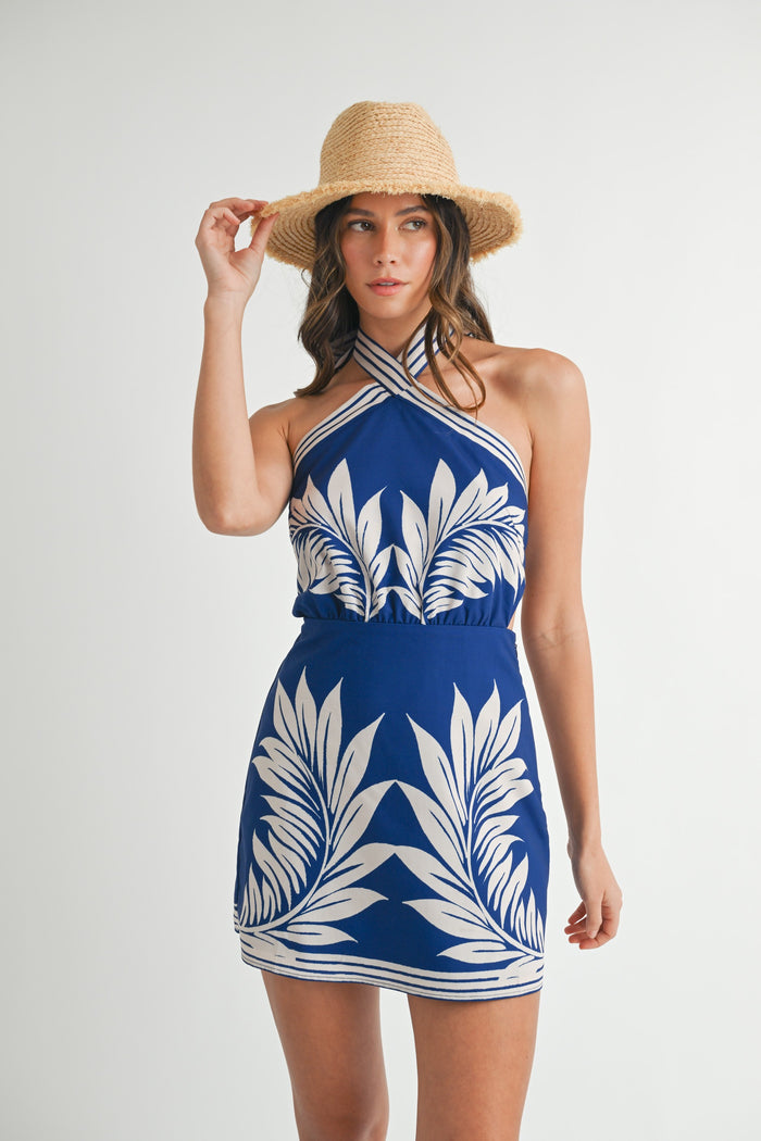 Palmstrand Halter Mini Dress - Royal Blue