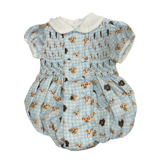 Party Dogs Boy Handsmocked Romper