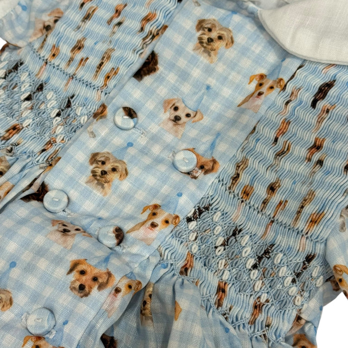 Party Dogs Boy Handsmocked Romper