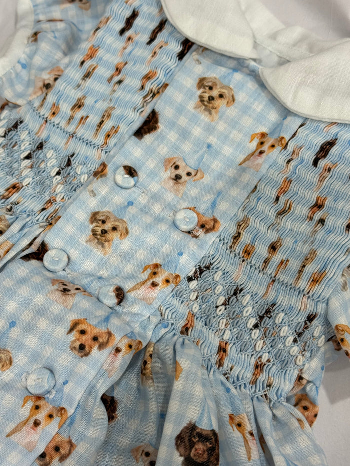 Party Dogs Boy Handsmocked Romper
