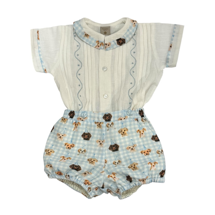 Party Dogs Embroidered Gingham Boy 2-PC set