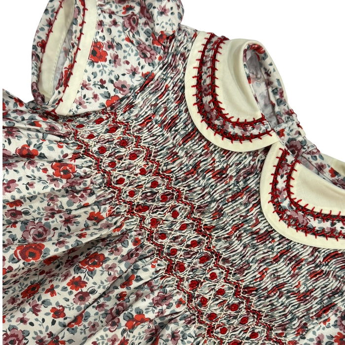 Pascuas Floral Red Handsmocked Girl Dress