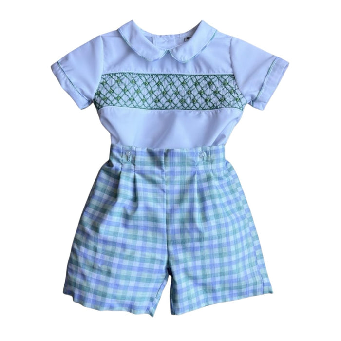 Paula Gingham Handsmocked Boy Set