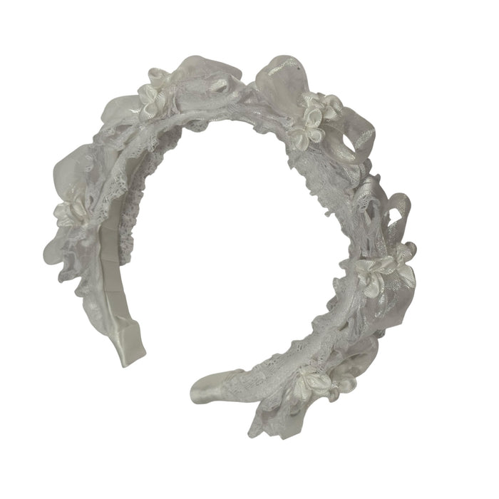 Pauli Organza White Handmade Flowers Headband