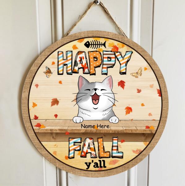 Pawzity Fall Welcome Door Signs, Fall Gifts For Cats Lovers, Hello Fall Y'all , Cat Mom Gifts