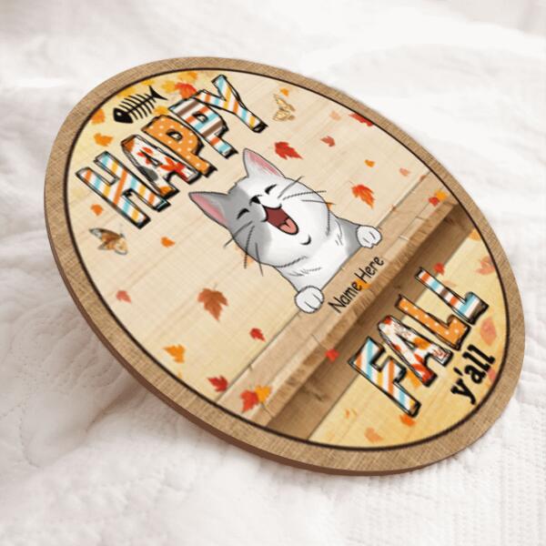 Pawzity Fall Welcome Door Signs, Fall Gifts For Cats Lovers, Hello Fall Y'all , Cat Mom Gifts