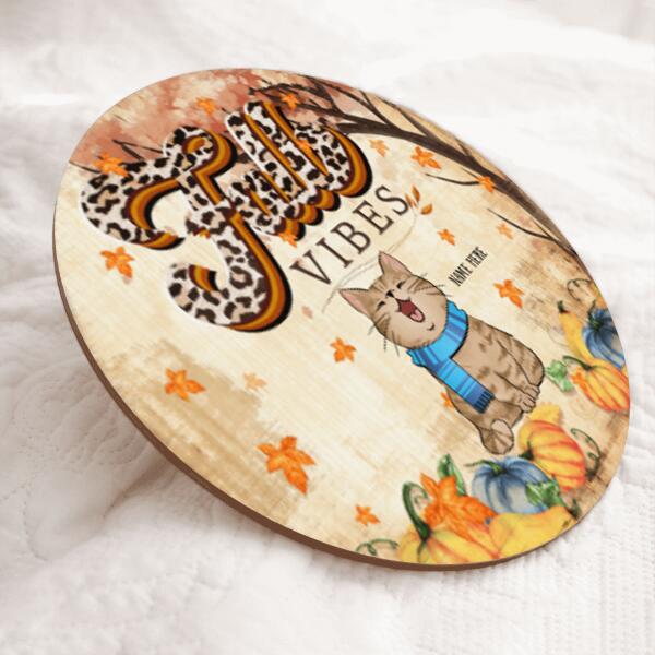 Pawzity Fall Welcome Signs, Leopard Front Door Decor, Fall Vibes Custom Wooden Signs