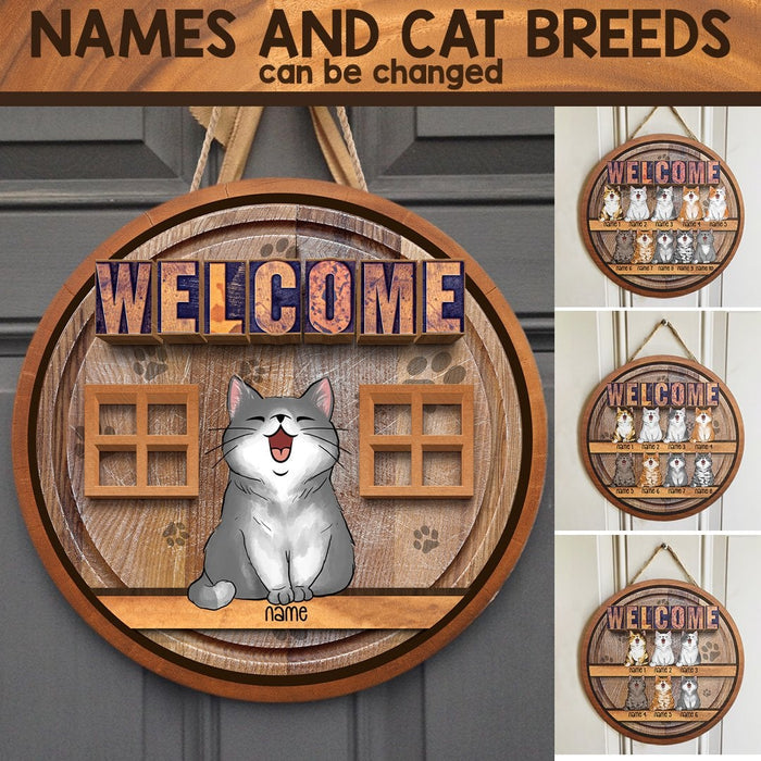 Pawzity Welcome Door Signs, Gifts For Cat Lovers, Welcome Sign For Front Door , Cat Mom Gifts