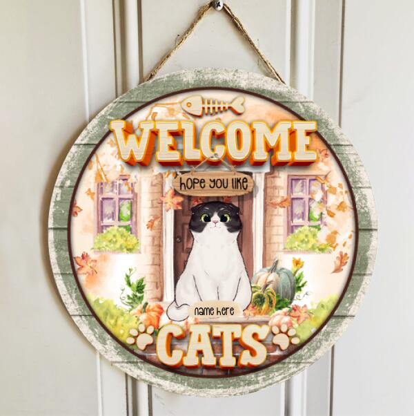 Pawzity Welcome Sign For Front Door, Gifts For Cat Lovers, Hope You Like Cats , Cat Mom Gifts