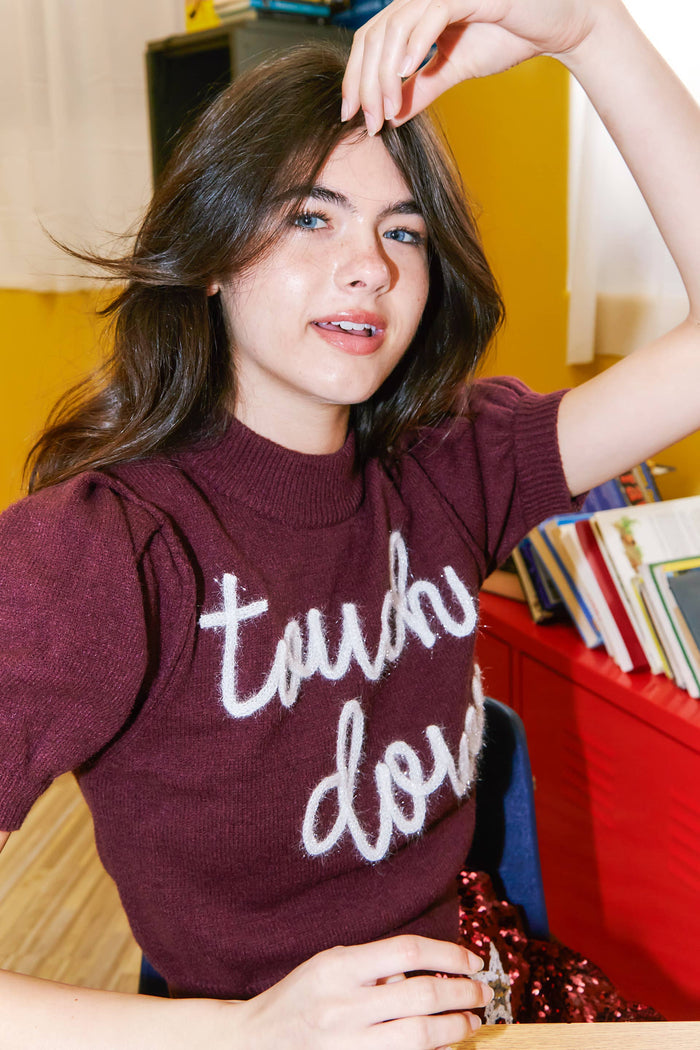 Peach Love Touch-Down Patch Sweater