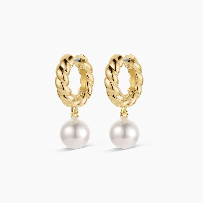 Pearl Crew Hoops - Gold