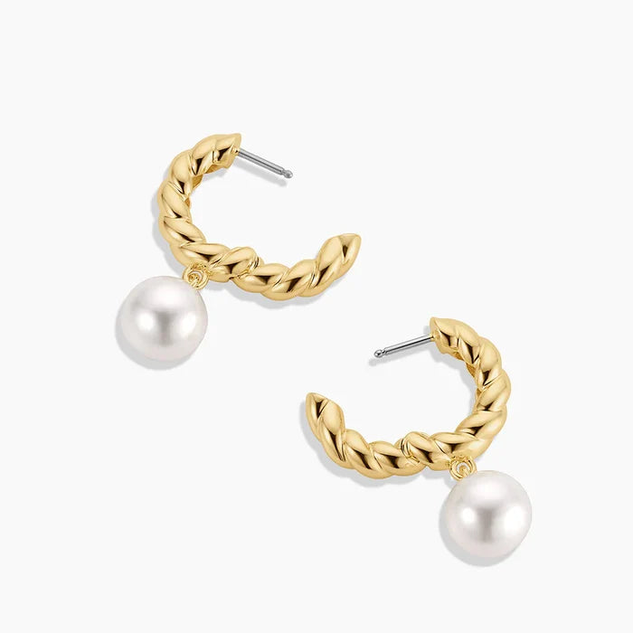 Pearl Crew Hoops - Gold