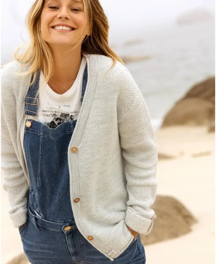 Pearl grey Abelha knitted pregnancy cardigan