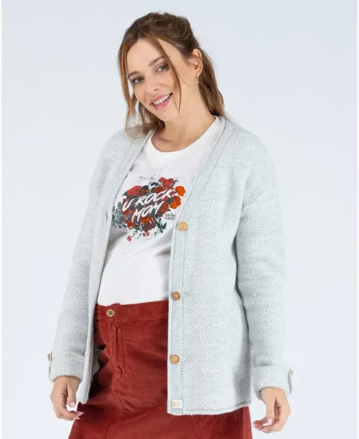 Pearl grey Abelha knitted pregnancy cardigan