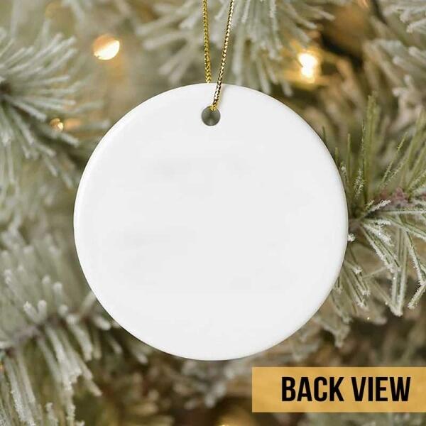 Personalised Merry And Bright Leopard Circle Ceramic Ornament - Personalized Cat Lovers Decorative Christmas Ornament