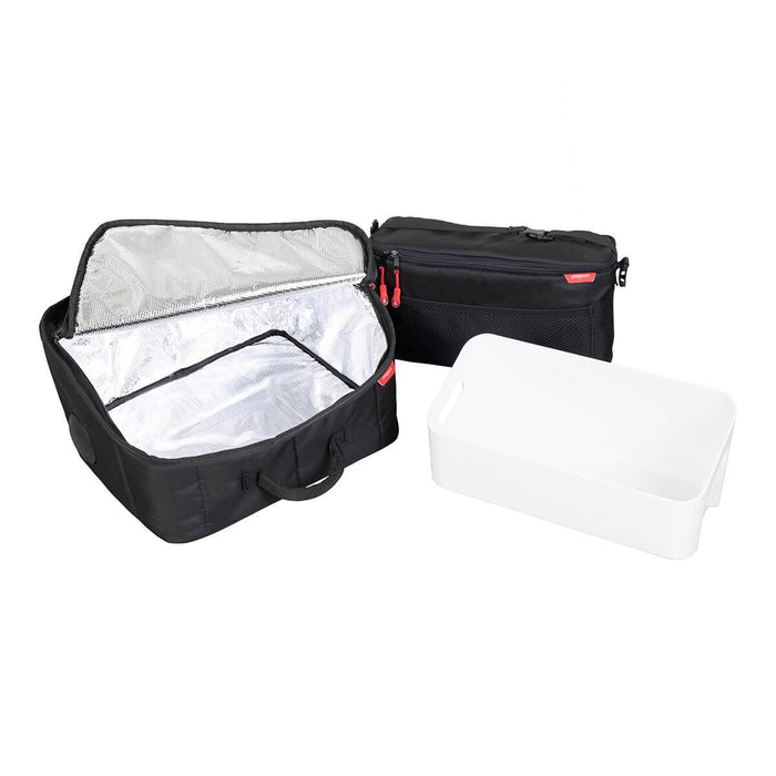 Black insulated camera bag with accessories for Toshi Baby Romper, Bare Mum Postpartum, Odyssey Wagon Wheels
