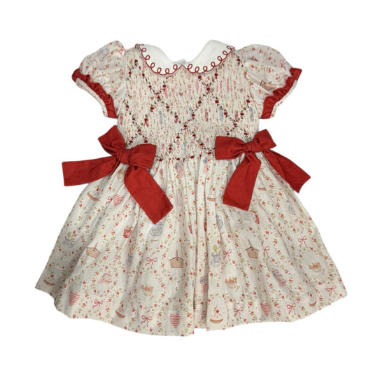 Picnic Strawberry Handsmocked Girl Dress