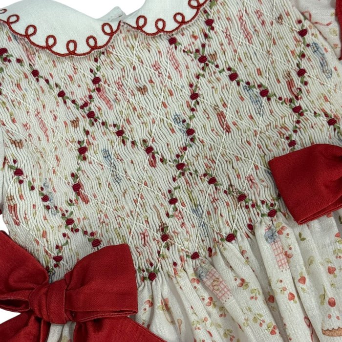 Picnic Strawberry Handsmocked Girl Dress