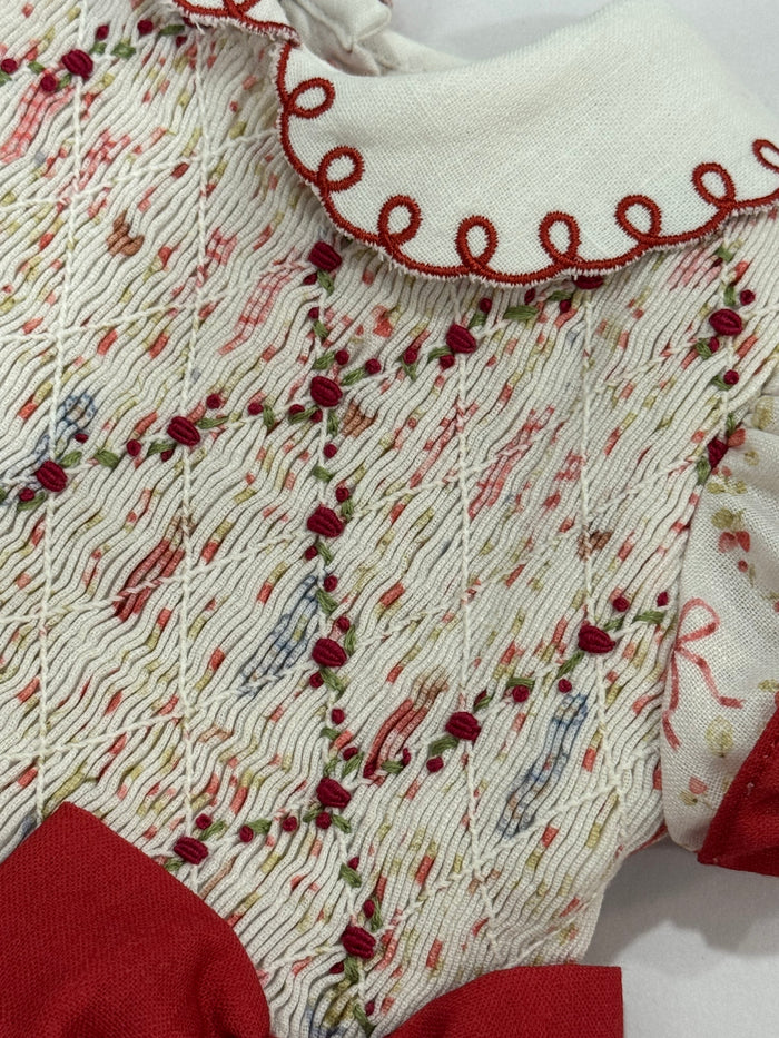 Picnic Strawberry Handsmocked Girl Dress