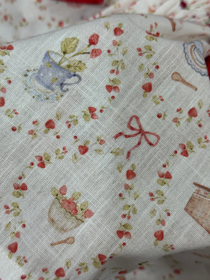 Picnic Strawberry Handsmocked Girl Dress