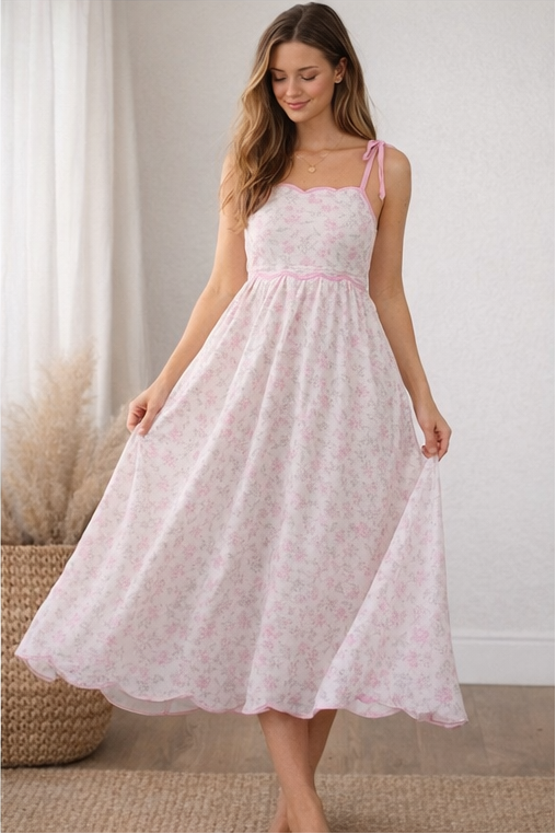 Pink Petal Midi Dress