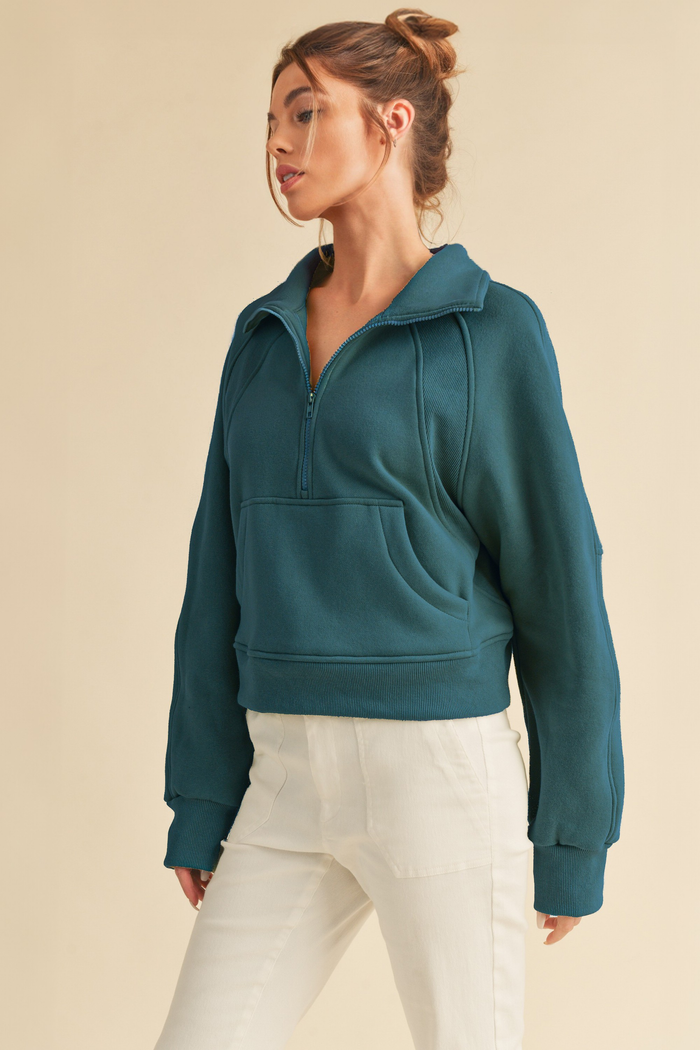 Piper Half Zip Pullover - Teal