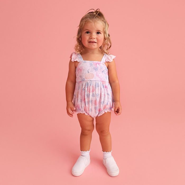 Posh Pumpkins Bow Back Bubble Romper