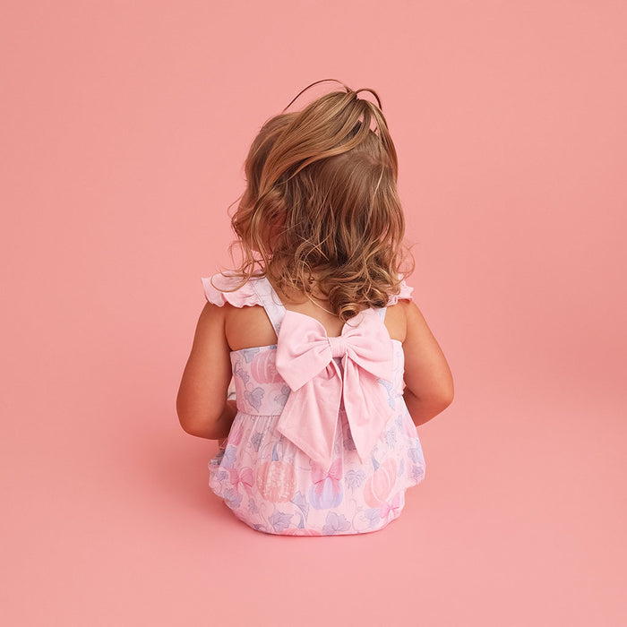 Posh Pumpkins Bow Back Bubble Romper