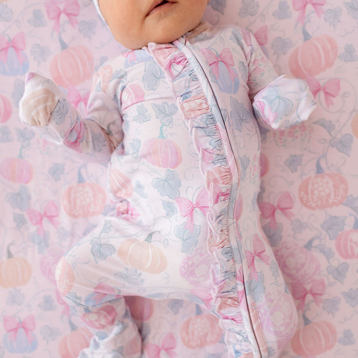 Posh Pumpkins Footie Ruffled Zippered One Piece