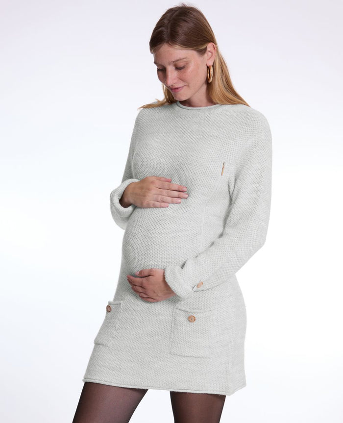 Pregnancy and nursing dress Honey pearl grey