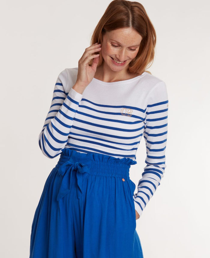 Pregnancy and nursing sailor shirt Benodet white/blue