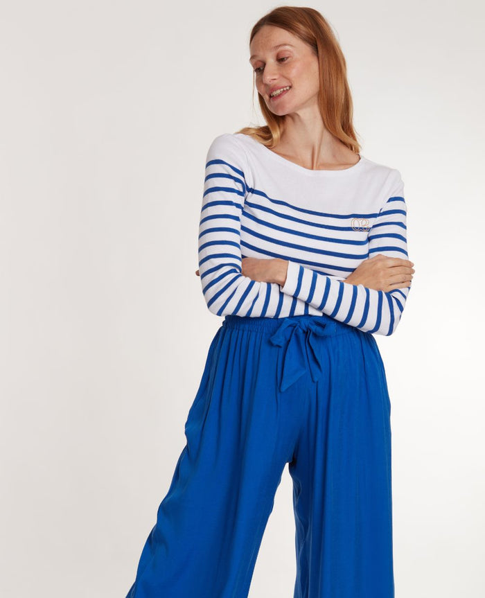 Pregnancy and nursing sailor shirt Benodet white/blue