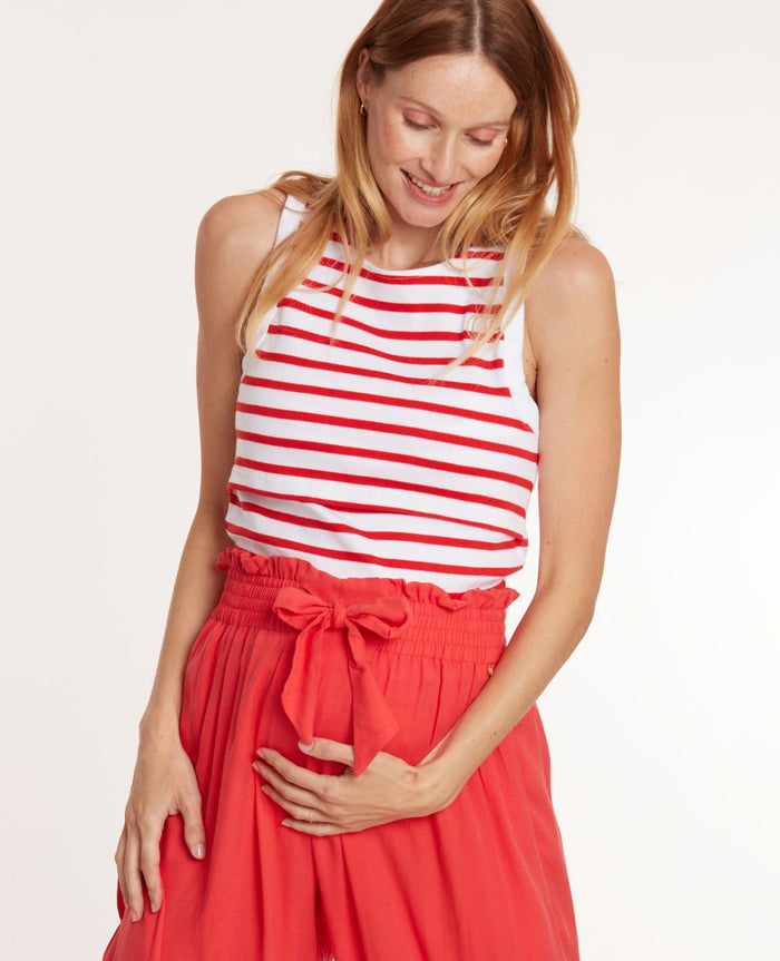 Pregnancy and nursing tank top Carnac white/coral