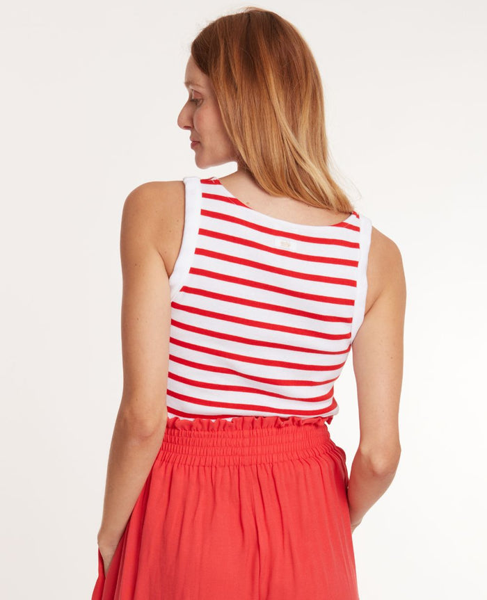 Pregnancy and nursing tank top Carnac white/coral