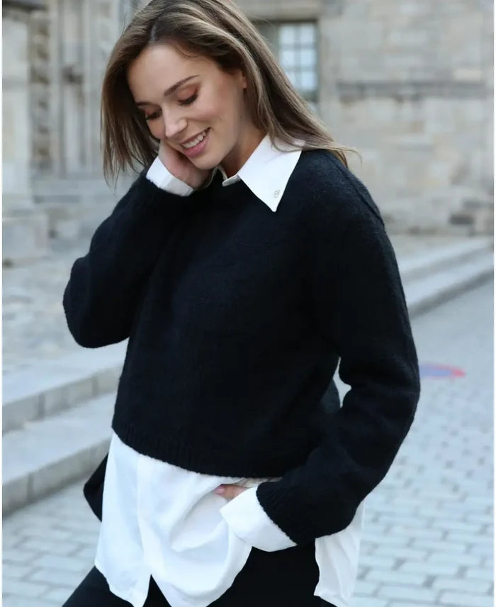 Pregnancy crop top sweater Gaspard black - Pull