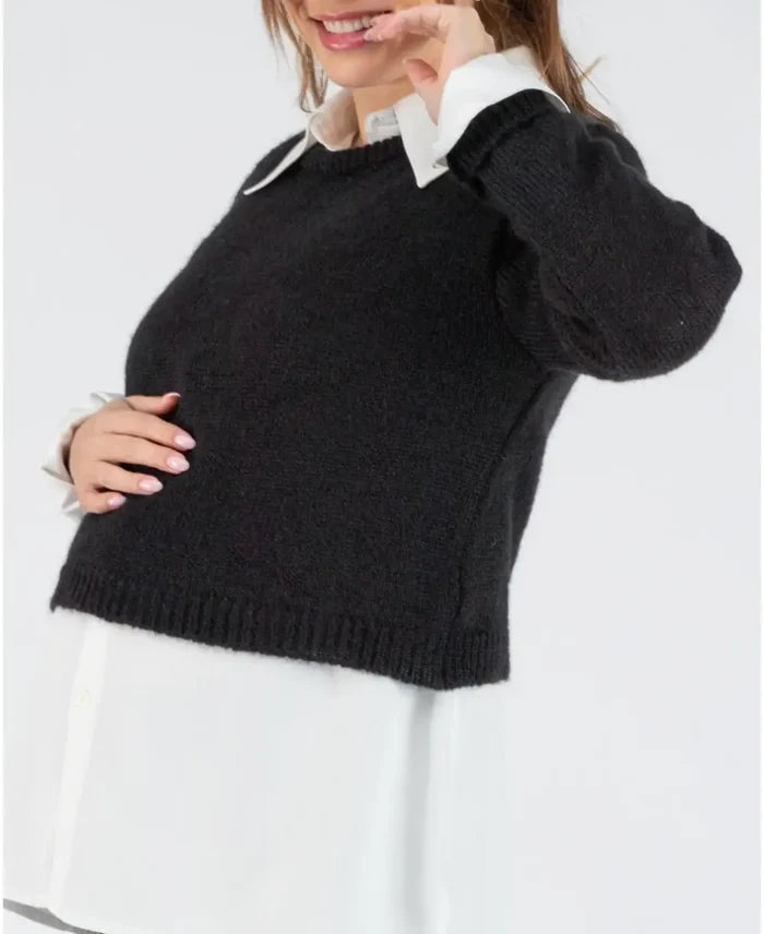 Pregnancy crop top sweater Gaspard black - Pull
