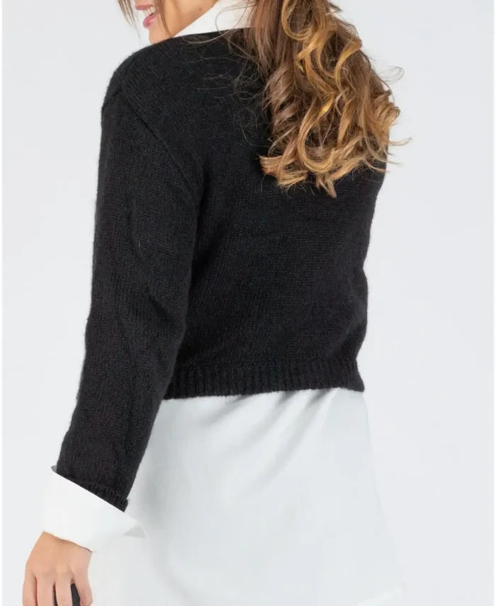 Pregnancy crop top sweater Gaspard black - Pull