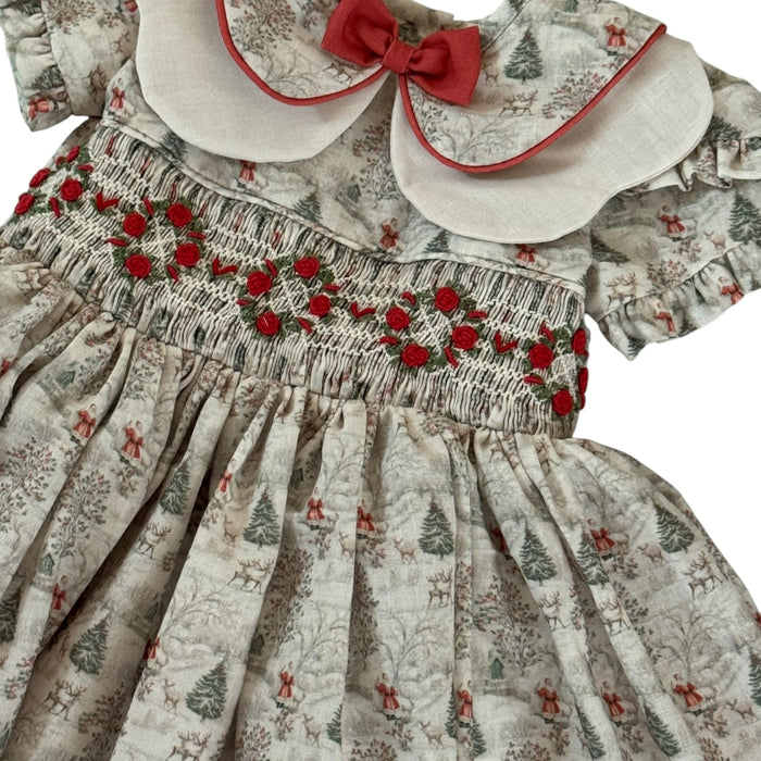 PREORDER Joy Santa Toile Girl Dress (SHIPS OCTOBER)